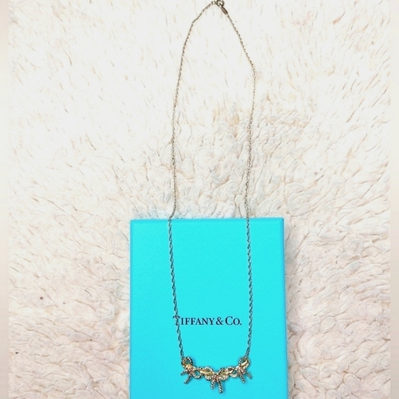 Tiffany & Co. Triple Bows Silver & 18k Gold Necklace - Picture 3 of 14